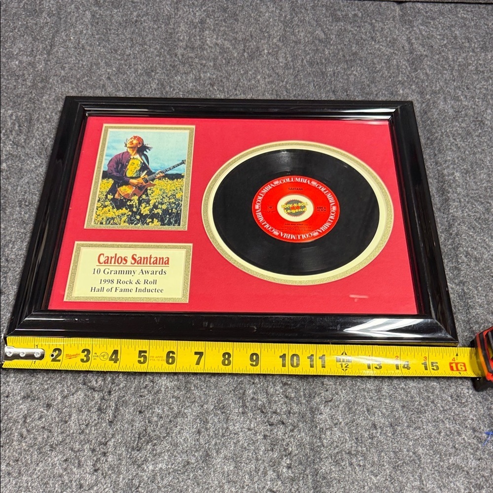 Framed 1998 Rock & Roll Carlos Santana Record Display. Hall of Fame Display - Picture 8 of 9